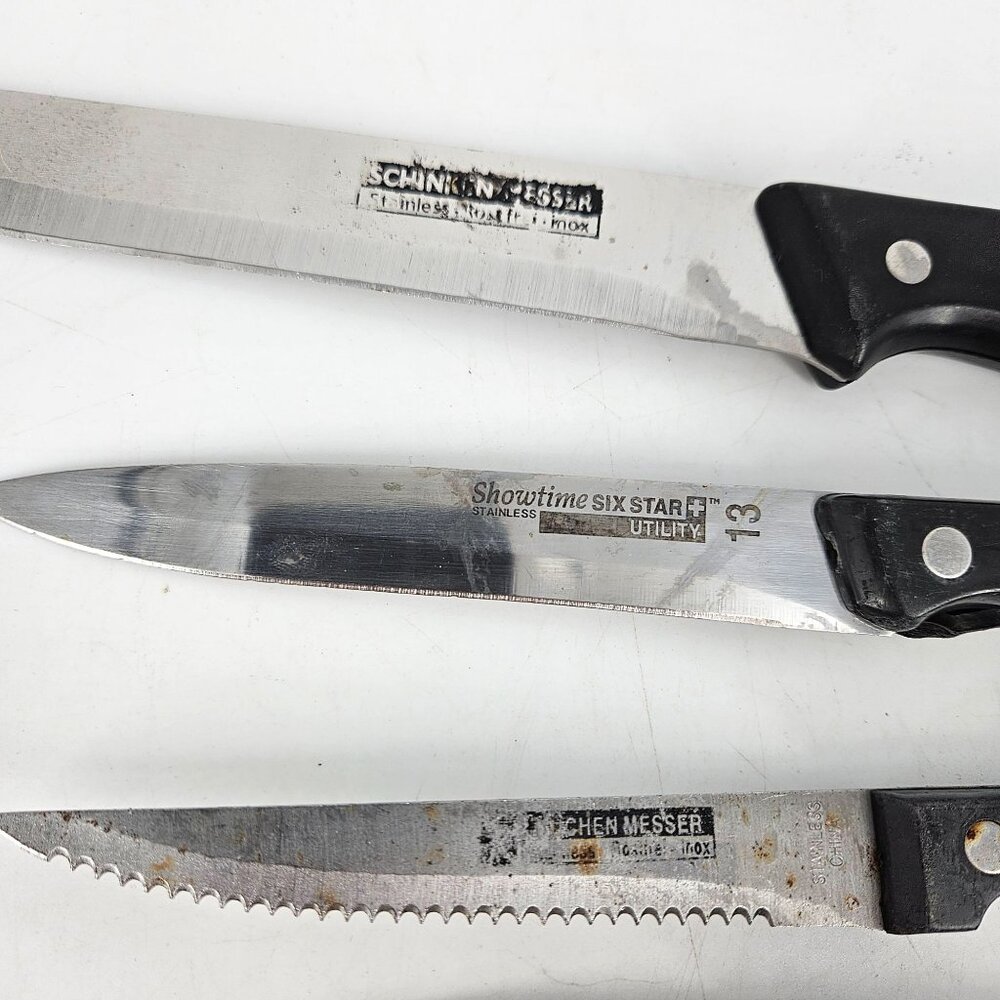 Ronco Showtime Six Star Kitchen Knives Utility Dinner Silver 5 Pc Stain Steel - Picture 2 of 7
